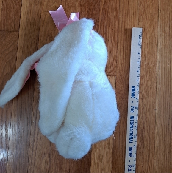 Vintage Dakin Lou Rankin 1992 White Plush Bunny Rabbit Pink Floppy Ears Toy 10" - Picture 10 of 12